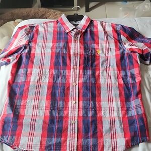 U.S. Polo Assn. Red and Blue Casual Button Down Shirt
